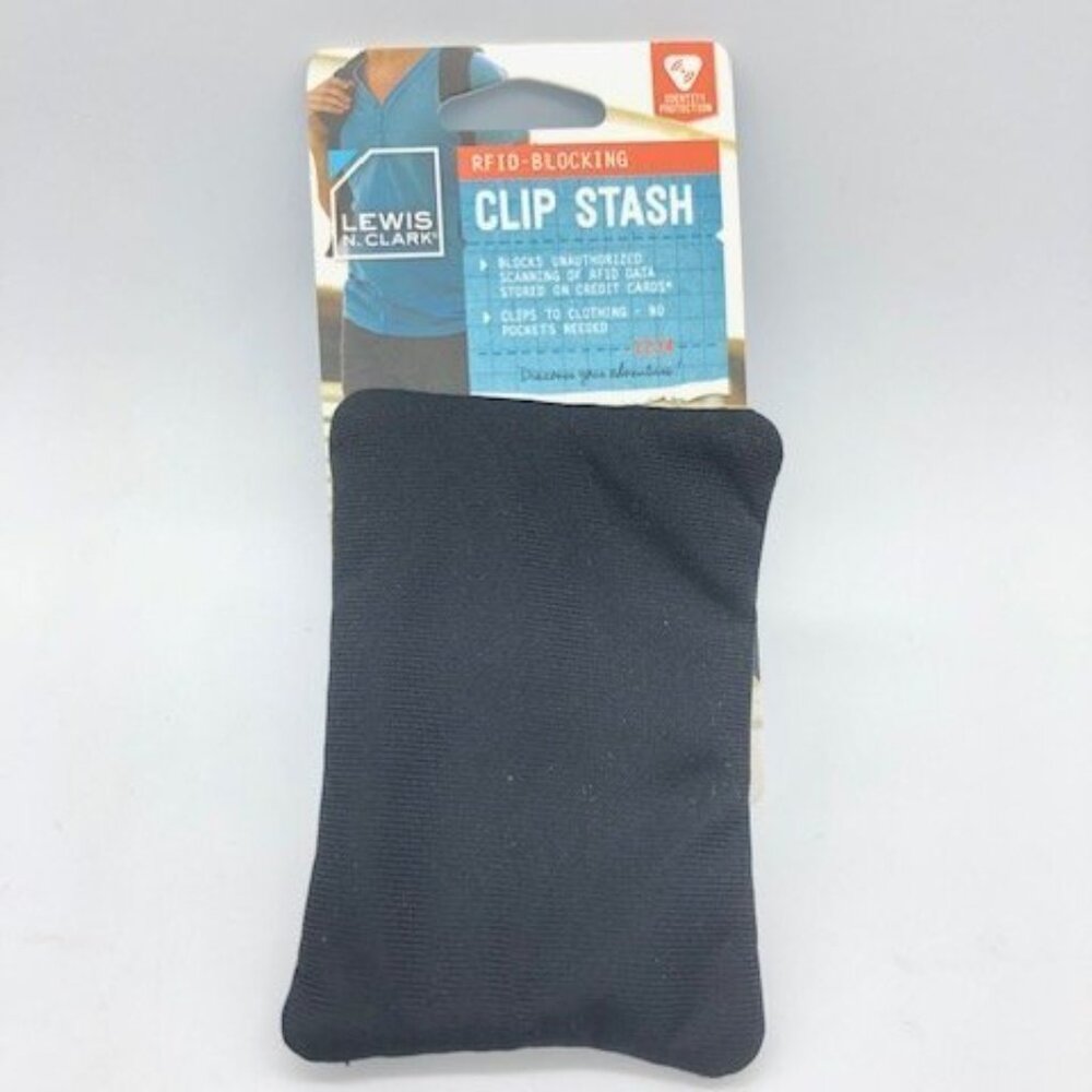 NWT Lewis N. Clark RFID-Blocking Clip Stash Pouch Black Travel Wallet